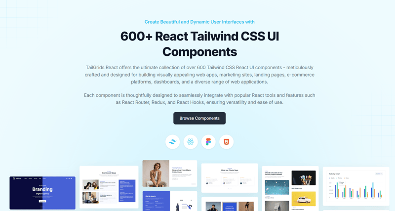 TailGrids React：+ Tailwind CSS React UI 组件